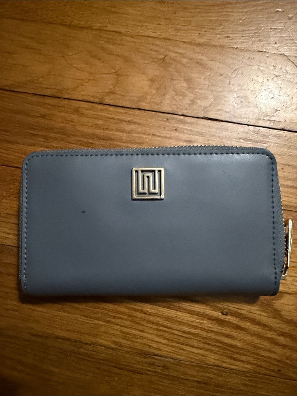 Nikki Williams Grey  Zip-Around Wallet with Gold Logo